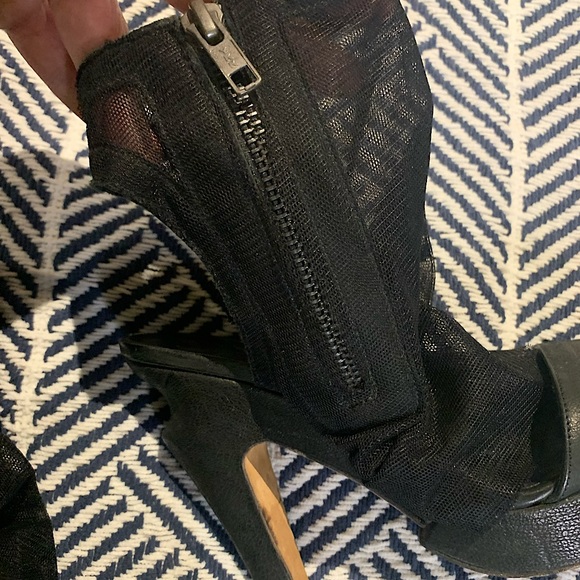 LD Tuttle Womens 7 Vero Cuoio Mesh Zip up Peep Toe Heels - Picture 4 of 11